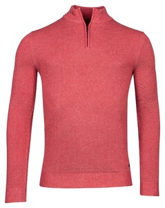 Baileys Half Zip Body And Sleeves Two-Tone Structure Jacquard Trui Dark Cerise