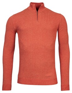 Baileys Half Zip Body Sleeves 2-Tone Jacquard Trui Dark Coral Melange