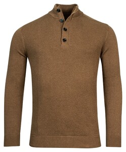 Baileys Half Zip Buttons Front Structure Knit Pullover Choco Brown