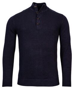 Baileys Half Zip Buttons Front Structure Knit Pullover Navy