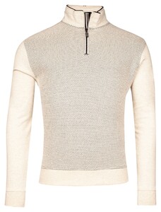 Baileys Half Zip Front Back Jacquard Doubleface Pullover Off White