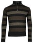 Baileys Half Zip Jacquard Pique Yarn Dyed Stripe Sweat Pullover Dark Brown Melange