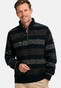 Baileys Half Zip Jacquard Pique Yarn Dyed Stripe Sweat Pullover Dark Brown Melange