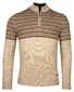 Baileys Half Zip Jacquard Top Stripe Design Single Knit Pullover Beige