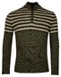 Baileys Half Zip Jacquard Top Stripe Design Single Knit Pullover Dark Green