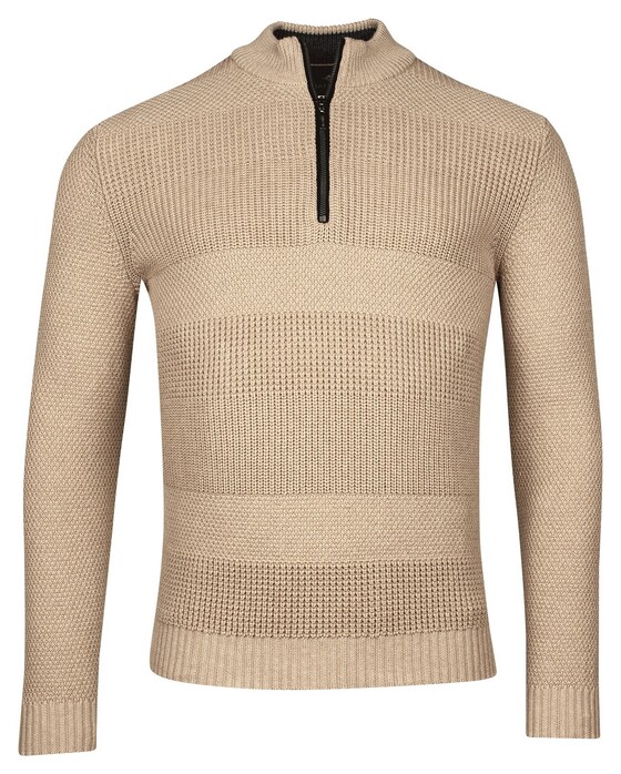 Baileys Half Zip Multi Structure Knit Pullover Beige