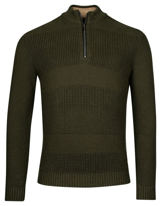 Baileys Half Zip Multi Structure Knit Pullover Dark Green