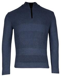 Baileys Half Zip Multi Structure Knit Pullover Deep Denim Blue