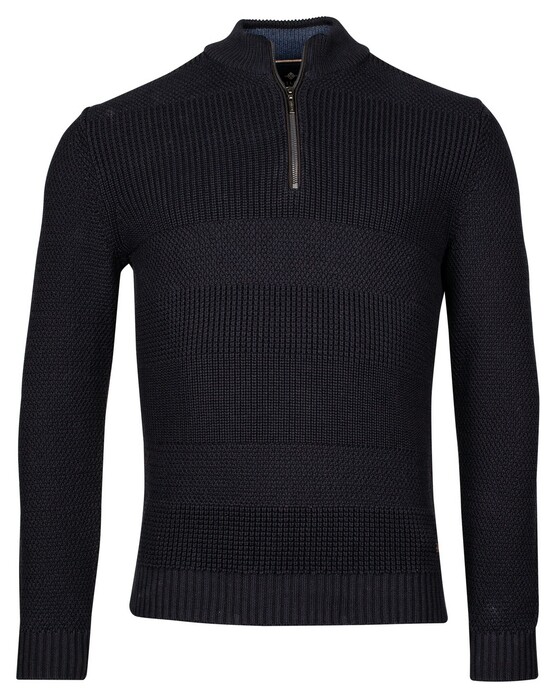 Baileys Half Zip Multi Structure Knit Pullover Navy