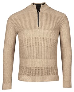 Baileys Half Zip Multi Structure Knit Trui Beige