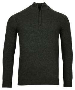 Baileys Half Zip Single Knit Lamswol Trui Donker Groen