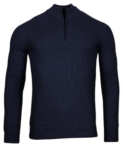 Baileys Half Zip Single Knit Lamswol Trui Navy