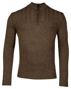 Baileys Half Zip Single Knit Top Cable Knit Trui Taupe