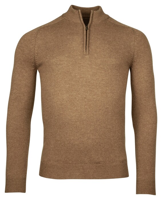 Baileys Half Zip Single Knit Trui Bruin