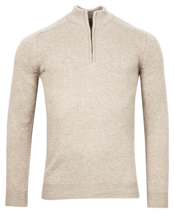 Baileys Half Zip Single Knit Trui Off White