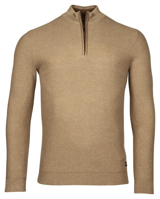 Baileys Half Zip Structure Knit Pullover Dark Sand