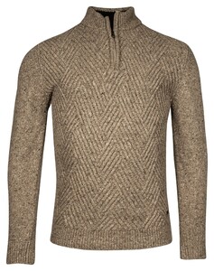 Baileys Half Zip Texture Fantasy Diagonal Knit Pullover Beige