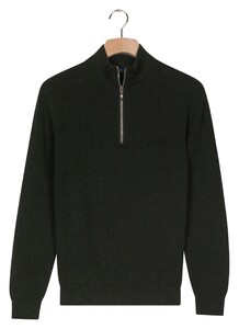 Baileys Half Zip Uni Color Plated Rib Knit Pullover Dark Green