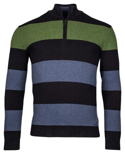 Baileys Half Zip Yarn Dyed Stripe Cotton Pullover Green