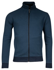 Baileys High-Low Texture Interlock Sweat Zip Vest Deep Denim Blue