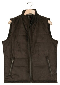 Baileys High Neck Zipped Sidepockets Suede Look Body-Warmer Dark Brown