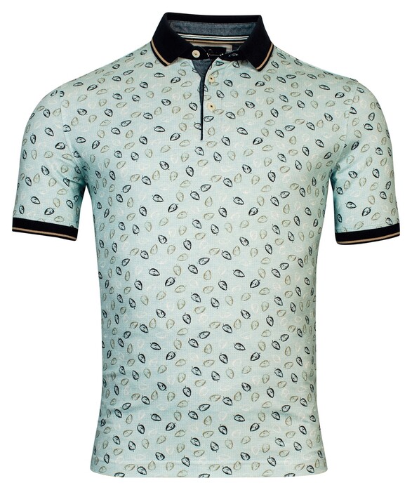 Baileys Jersey Allover Crumbled Leaves Pattern Polo Light Aqua