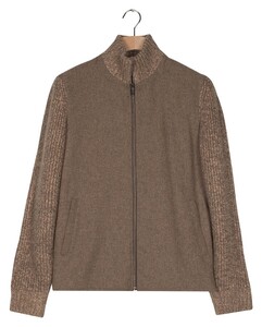 Baileys Knitted Cardigan Zip Front Flanel Fabric Vest Bruin