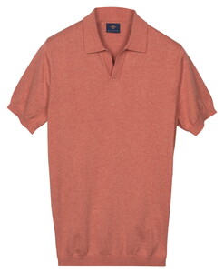 Baileys Knitted Short Sleeve No-Button Collar Polo Abrikoos