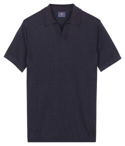 Baileys Knitted Short Sleeve No-Button Collar Polo Navy