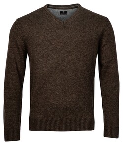 Baileys Lambswool V-Neck Pullover Dark Brown Melange