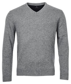 Baileys Lambswool V-Neck Single Knit Pullover Mid Grey