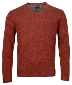 Baileys Lambswool V-Neck Single Knit Pullover Stone Red
