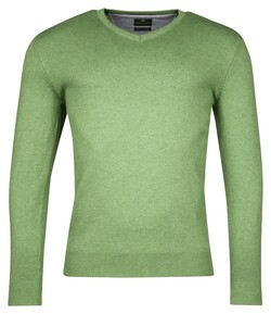 Baileys Luxury Pima Cotton V-Neck Single Knit Trui Appel