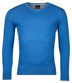 Baileys Luxury Pima Cotton V-Neck Single Knit Trui Bright Cobalt