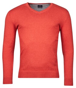 Baileys Luxury Pima Cotton V-Neck Single Knit Trui Coral Melange