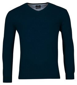 Baileys Luxury Pima Cotton V-Neck Single Knit Trui Dark Blue