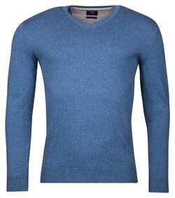 Baileys Luxury Pima Cotton V-Neck Single Knit Trui Delft Blue