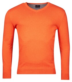 Baileys Luxury Pima Cotton V-Neck Single Knit Trui Orange