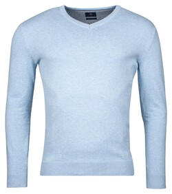 Baileys Luxury Pima Cotton V-Neck Single Knit Trui Pastel Blauw Melange