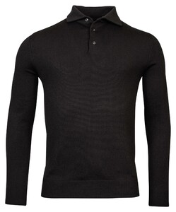 Baileys Merino Blend Pullover Polo Collar Buttons Single Knit Black