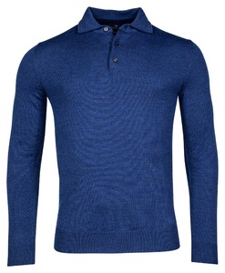 Baileys Merino Blend Pullover Polo Collar Buttons Single Knit Deep Denim Blue