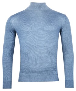 Baileys Merino High Turtleneck Single Knit Trui Midden Blauw