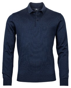 Baileys Merino Pullover Polo Collar Buttons Single Knit Dark Blue