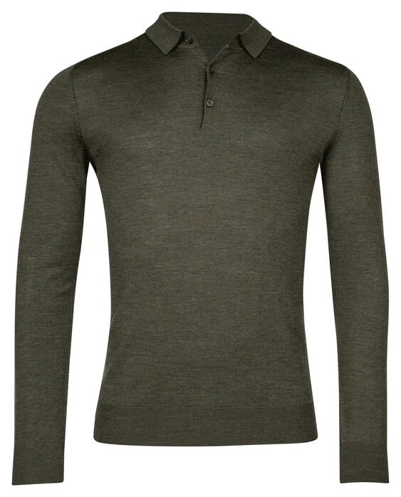 Baileys Merino Pullover Polo Collar Buttons Single Knit Dark Green