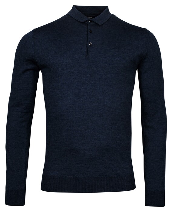 Baileys Merino Pullover Polo Collar Buttons Single Knit Navy