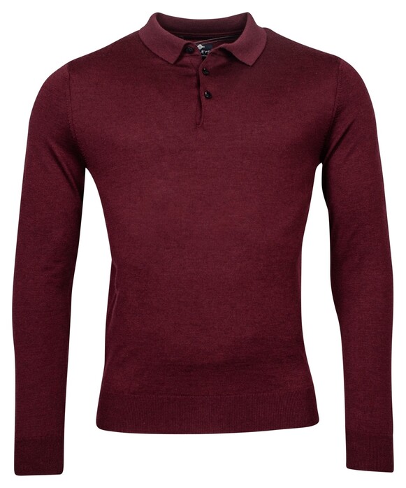 Baileys Merino Pullover Polo Collar Buttons Single Knit Trui Aubergine