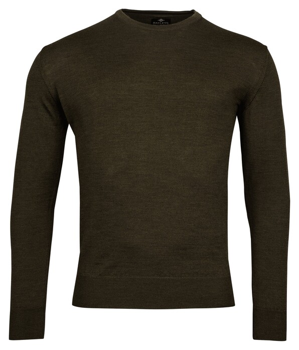 Baileys Merino Wool Crew Neck Uni Color Single Knit Pullover Dark Green