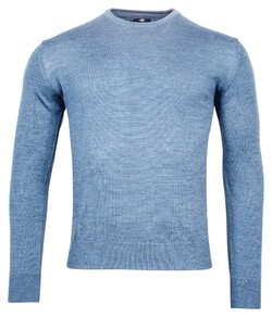 Baileys Merino Wool Crew Neck Uni Color Single Knit Pullover Mid Blue