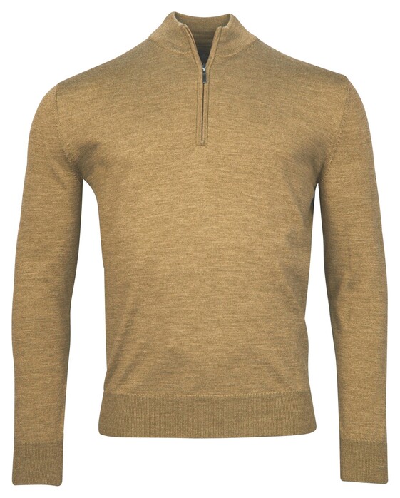 Baileys Merino Wool Half Zip Uni Color Single Knit Pullover Dark Sand