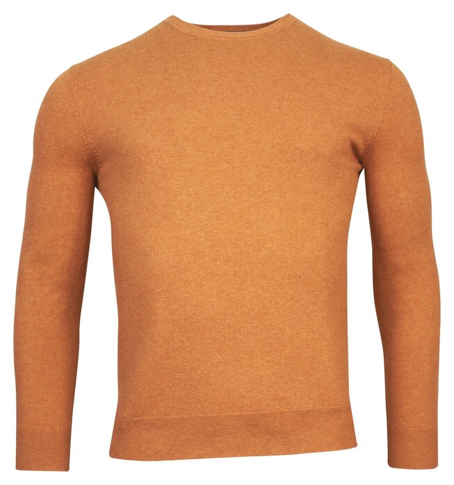 Baileys Pima Cotton Crew Neck Uni Color Single Knit Pullover Mid Orange